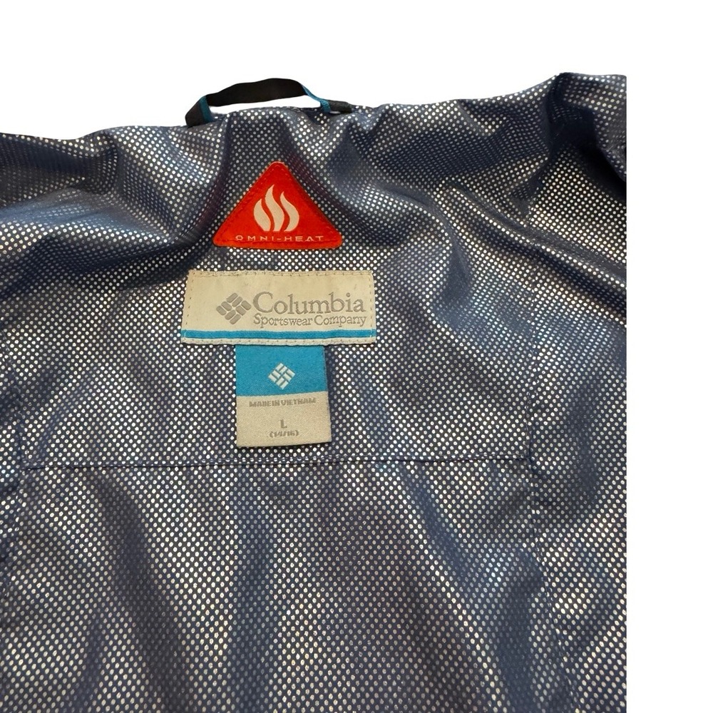 Columbia Boys Blue Omni-Heat Hooded Puffer Jacket Quilted Coat Size L 14/16 - Picture 11 of 12